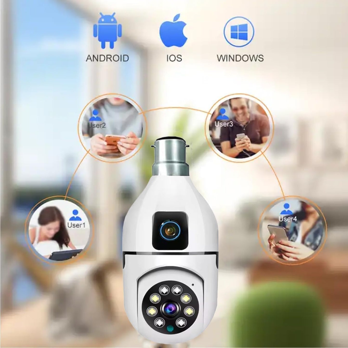 Zistore Dual Lens 4MP/8MP WiFi Smart Light Bulb Camera