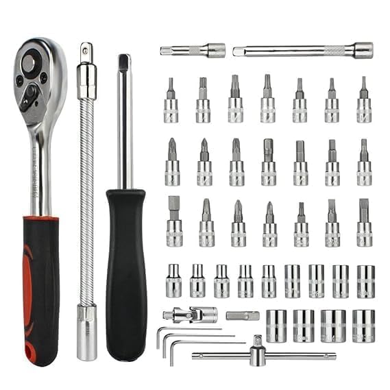 46 in 1 Pcs Tool Kit and Screwdriver and Socket Set Multi Purpose Tool Case