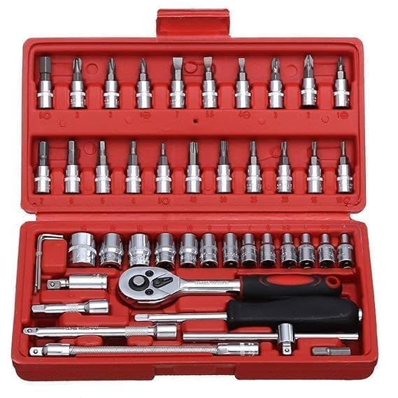 46 in 1 Pcs Tool Kit and Screwdriver and Socket Set Multi Purpose Tool Case