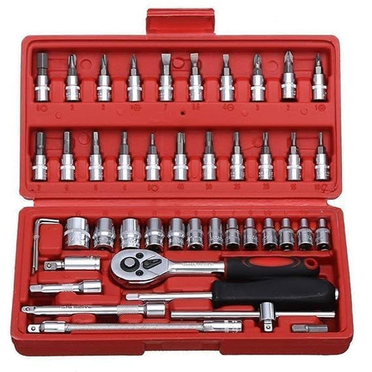 46 in 1 Pcs Tool Kit and Screwdriver and Socket Set Multi Purpose Tool Case