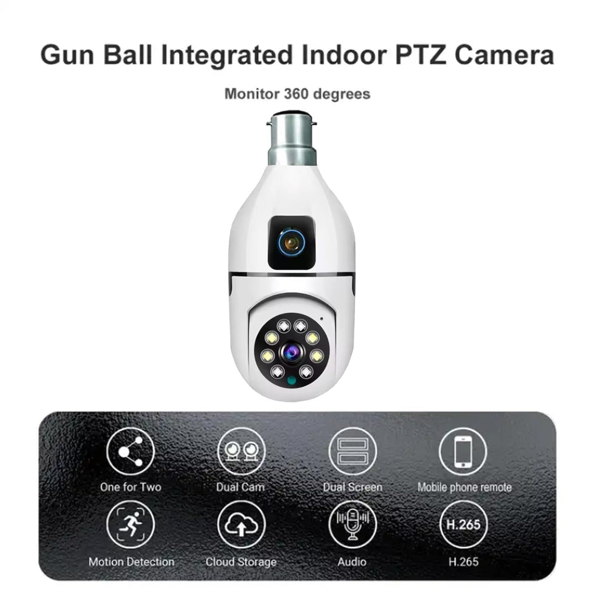 Zistore Dual Lens 4MP/8MP WiFi Smart Light Bulb Camera