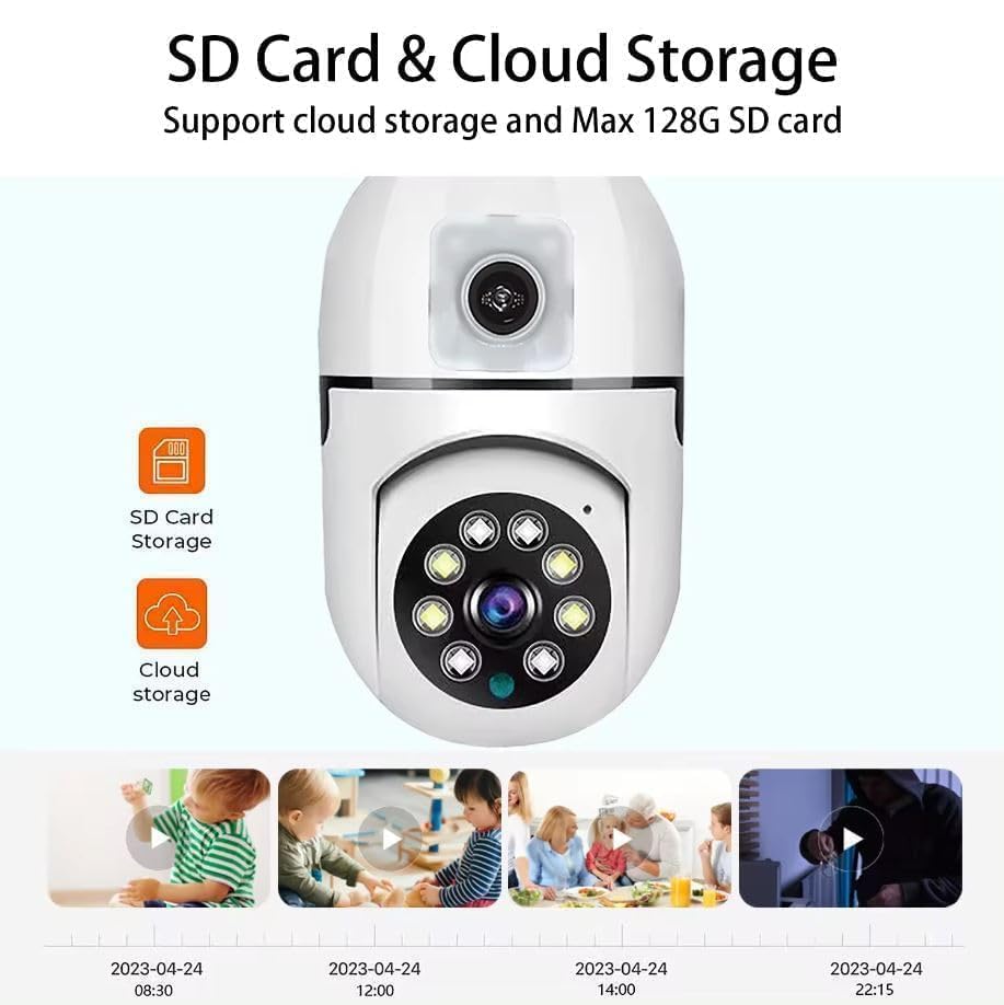 Zistore Dual Lens 4MP/8MP WiFi Smart Light Bulb Camera