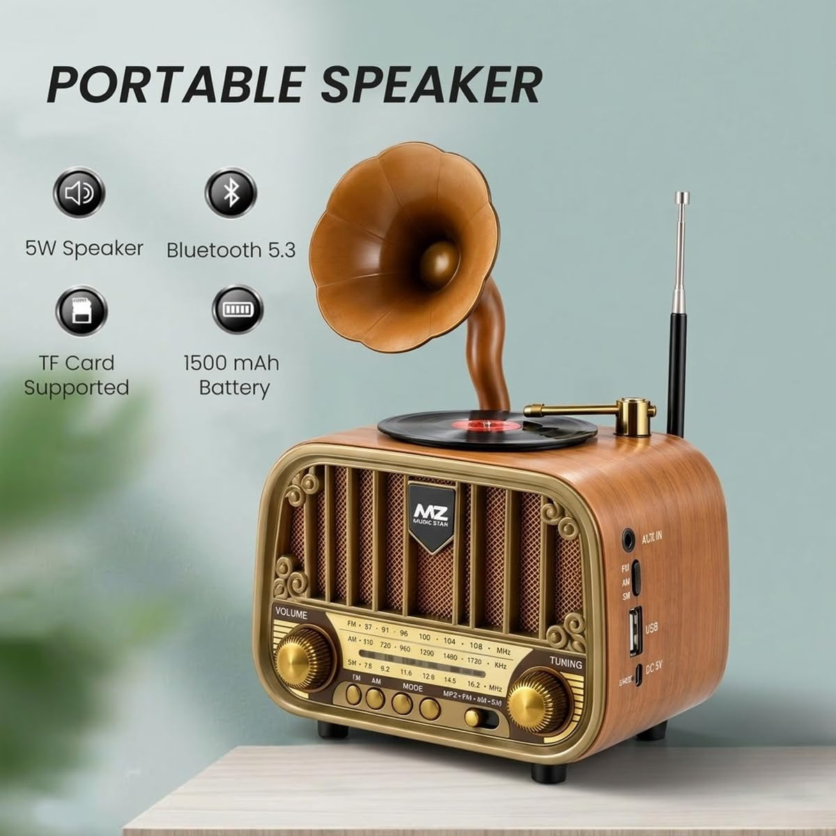 MZ Retro Gramophone Radio Speaker