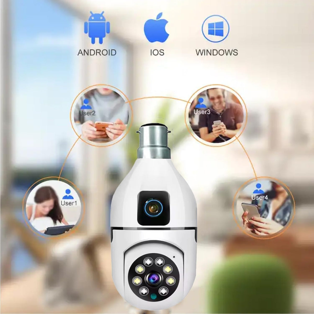 Zistore Dual Lens 4MP/8MP WiFi Smart Light Bulb Camera